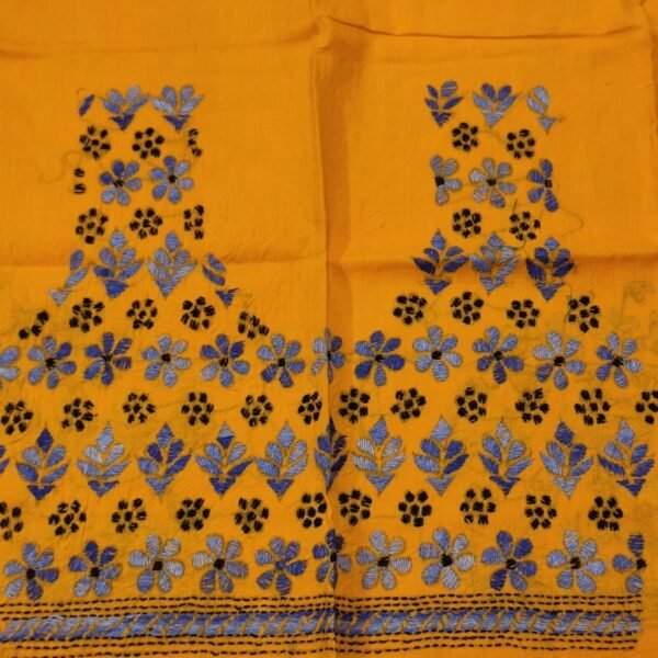 Kantha stitch Cotton Blouse piece For Women (yellow )