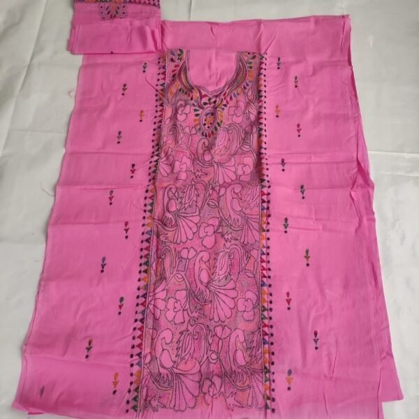 Kantha stitch Dress Material Salwar Suit 3 Piece Set (pink)