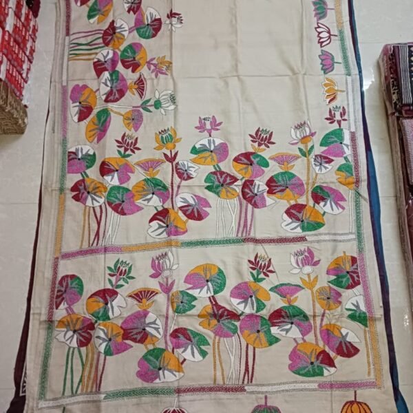Pure ghicha tussar kantha stitch saree
