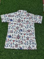 Kids Cotton Printed Half Sleeve Shirt (white colour and figure)
