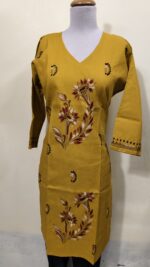 Kantha Long Kurti for ladies Mustard yellow