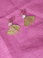 Brass copper Mix Metal Earrings white stone