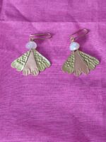 Brass copper Mix Metal Earrings white stone - Image 4