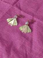 Brass copper Mix Metal Earrings white stone - Image 2