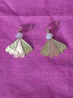 Brass copper Mix Metal Earrings white stone - Image 3