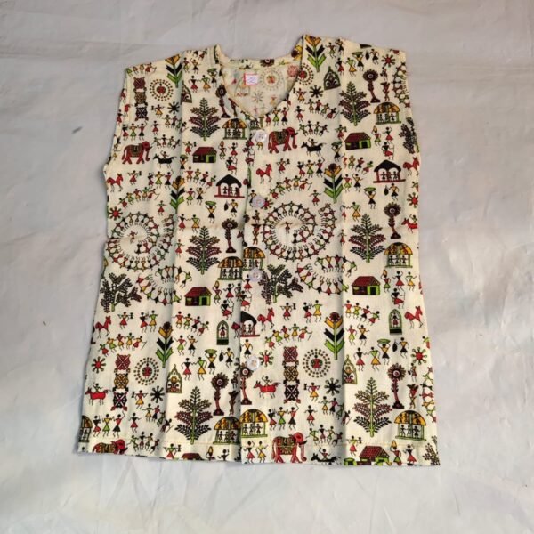 Handicraft Printed Sleeveless Pure Cotton Jhabla