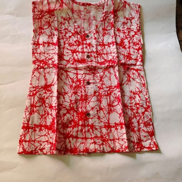 Printed front open sleeveless Jhabla