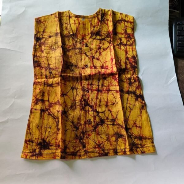 Cotton Printed front open sleeveless Jhabla For Kids