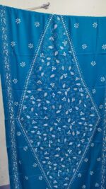 Kantha Stitch Woolen Shawl For Women DeepSkyBlue - Image 5