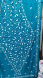 Kantha Stitch Woolen Shawl For Women DeepSkyBlue - Image 2