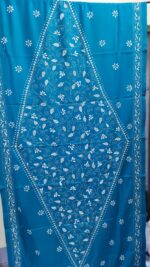 Kantha Stitch Woolen Shawl For Women DeepSkyBlue - Image 4