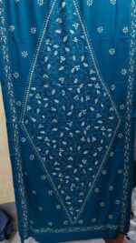 Kantha Stitch Woolen Shawl For Women DeepSkyBlue - Image 6