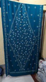 Kantha Stitch Woolen Shawl For Women DeepSkyBlue - Image 3