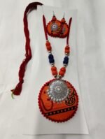 Handcrafted Fabric & Oxidized Pendant Jewellery Set