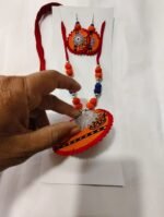 Handcrafted Fabric & Oxidized Pendant Jewellery Set - Image 3