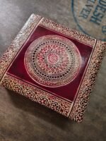 Handmade Leather Jewelry Box – Red Golden Design - Image 2