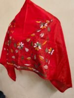 Silk Kantha Stitch Blouse Piece – Flower and Leaf Design - Image 2