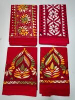 Handicraft Kantha Stitch Cotton Blouse Piece Material (Red)