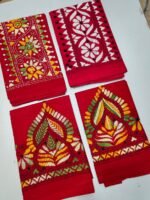 Handicraft Kantha Stitch Cotton Blouse Piece Material (Red) - Image 3