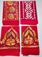 Handicraft Kantha Stitch Cotton Blouse Piece Material (Red) - Image 4