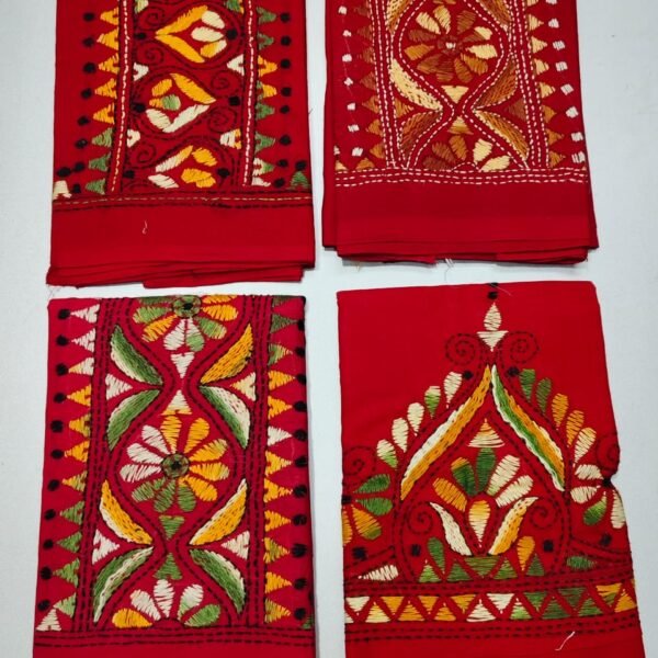 Handicraft Kantha Stitch Cotton Blouse Piece Material (Red colour)