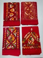 Handicraft Kantha Stitch Cotton Blouse Piece Material (Red colour) - Image 2