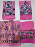 Handicraft Kantha Stitch Cotton Blouse Piece Material (pink colour) - Image 4