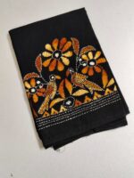 Handicraft Cotton Kantha Stitch Blouse Piece - Bird motif design black - Image 6