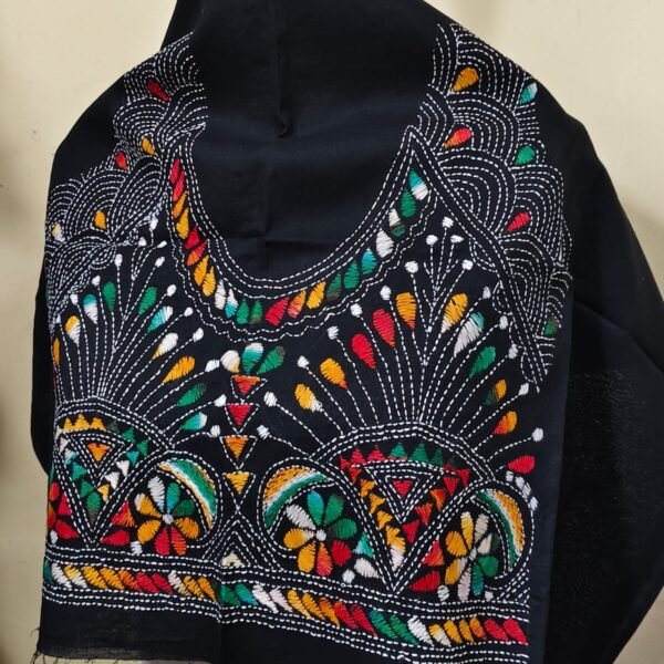 Kantha stitch Blouse piece (black) Multicolor Threads
