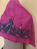 Women's Hand Embroidered Kantha Stitch Cotton Blouse Material Pink - Image 4