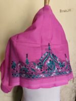 Women's Hand Embroidered Kantha Stitch Cotton Blouse Material Pink - Image 5