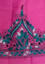 Women's Hand Embroidered Kantha Stitch Cotton Blouse Material Pink - Image 2