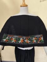 Kantha Stitch Blouse Piece for Ladies (black And Orange)