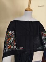 Kantha Stitch Blouse Piece for Ladies (black And Orange) - Image 2