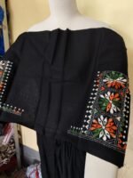 Kantha Stitch Blouse Piece for Ladies (black And Orange) - Image 7