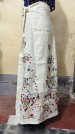 Wrapper Skirt with Handmade Kantha Stitch Cream colour - Image 4