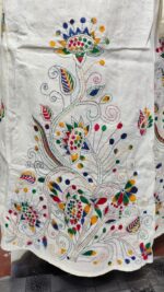 Wrapper Skirt with Handmade Kantha Stitch Cream colour - Image 2