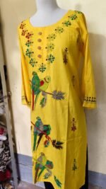 Kantha Stitch Long Kurti for ladies yellow Colorur - Image 2
