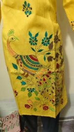 Kantha Stitch Long Kurti (yellow colour) - Image 3