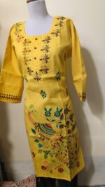 Kantha Stitch Long Kurti (yellow colour) - Image 5