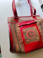 Hand Work Pure Leather Traditional Printed Hand Bag - Image 2