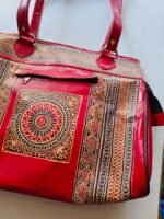 Hand Work Pure Leather Traditional Printed Hand Bag - Image 3
