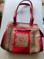 Hand Work Pure Leather Traditional Printed Hand Bag