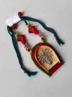 Bamboo Nataraj Pendant Necklace Set with Earrings – Tribal Folk Art Jewellery - Image 2