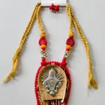 Bamboo and oxidised Composite Durga Pendant jewellery set