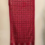 Ajrakh Handblock Printed Mashru Modal Silk Stole – Red & Black Geometric Pattern