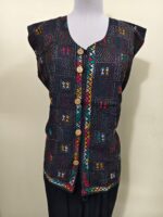 Handcrafted Cotton Kantha Stitch Sleeveless Jacket – Multicolor Artisan Work - Image 2