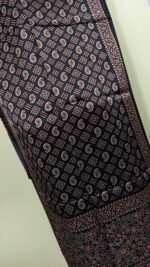 Ajrakh Modal Silk Stole Dupatta Hand block (Mashru Silk) - Image 3