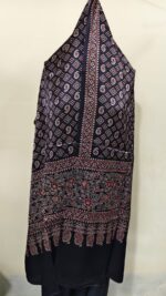 Ajrakh Modal Silk Stole Dupatta Hand block (Mashru Silk)