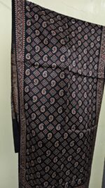 Ajrakh Modal Silk Stole Dupatta Hand block (Mashru Silk) - Image 7
